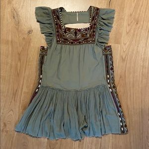 Free People Day Glow Embroidered Dress in Green